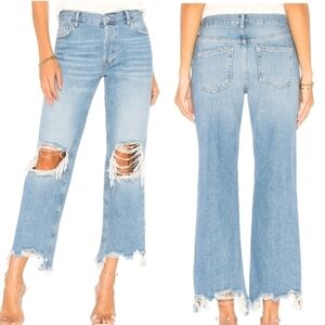 Free People We The Free Maggie Mid Rise Straight Leg Cropped Jeans In Sz 26